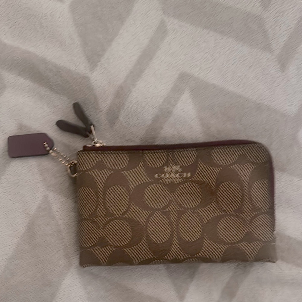 Coach Brown Clutch with Signature Monogram